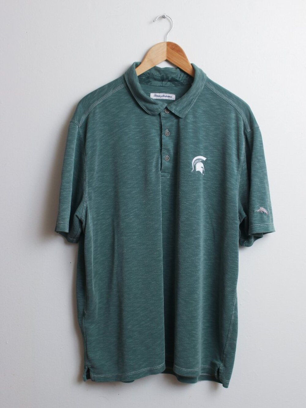 Tommy Bahama Michigan State Spartans Polo Shirt Mens XXL Green MSU Tencel Blend